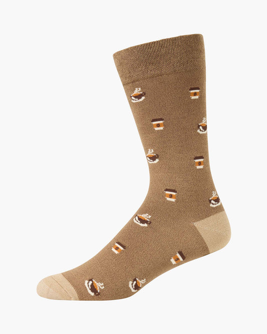 MENS COFFEE TO GO COMFORT LOOSE TOP BAMBOO SOCK