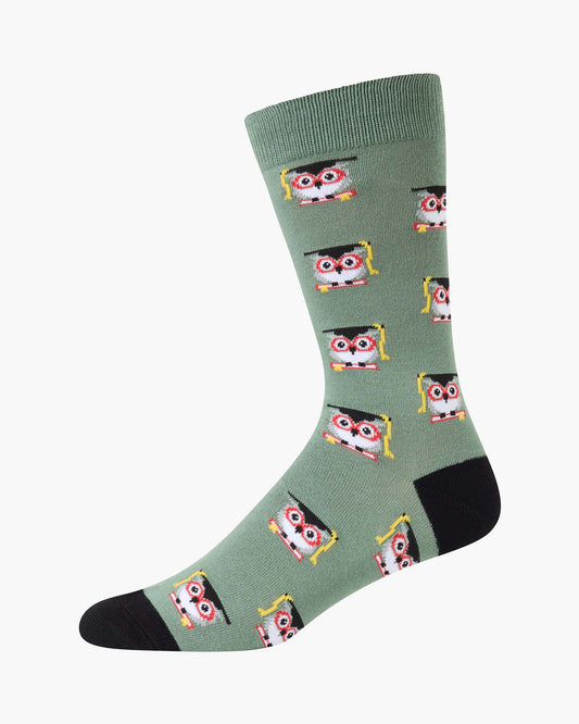 MENS DIPLOMA OWL BAMBOO SOCK