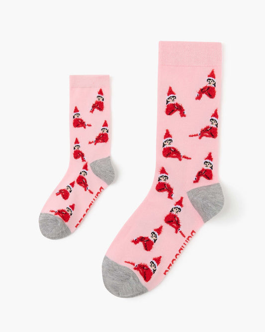 2PK DUO WOMENS & KIDS FLUFFY XMAS ELF BAMBOO SOCKS