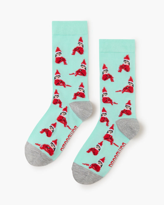 WOMENS FLUFFY XMAS ELF BAMBOO SOCK