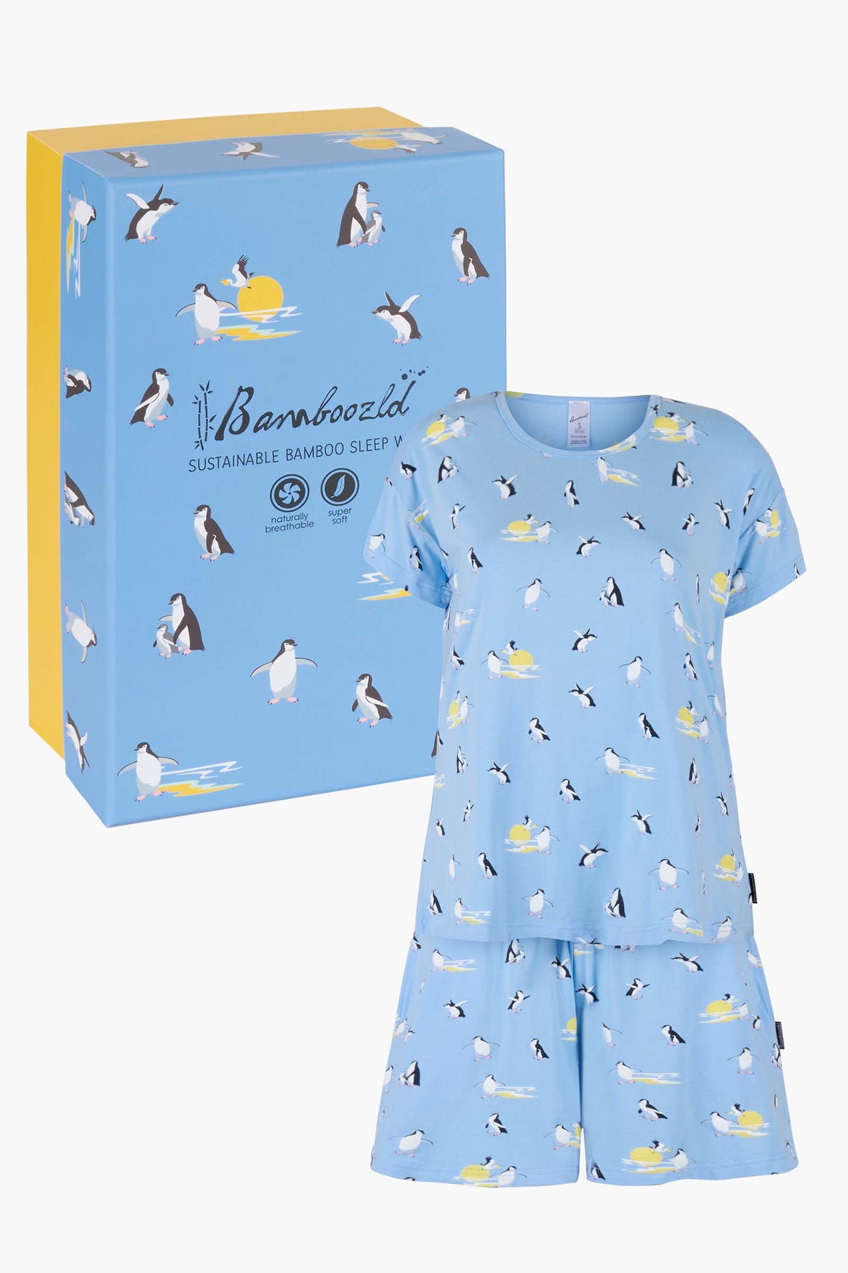 WOMENS SUNSET PENGUINS TEE & SHORT GIFT SET
