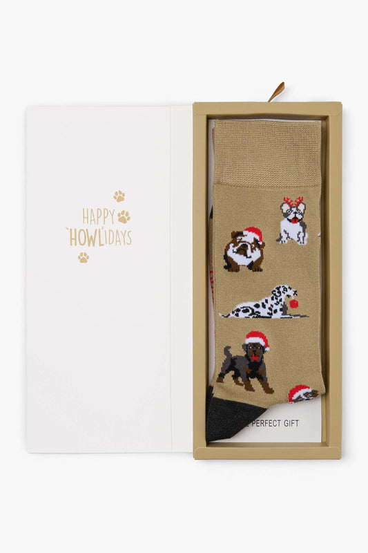 MENS HAPPY HOWLIDAYS BAMBOO SOCK CARD