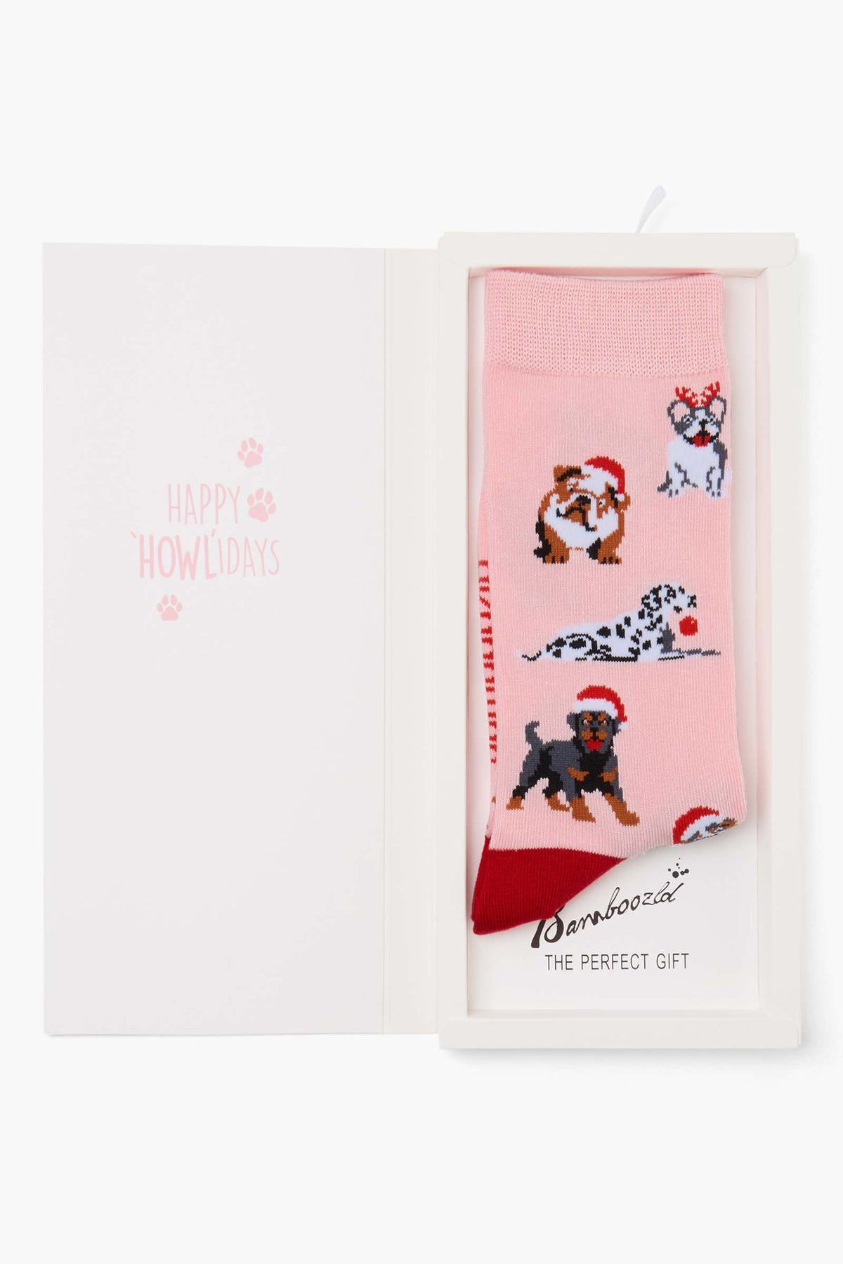 WOMENS HAPPY HOWLIDAYS BAMBOO SOCK CARD