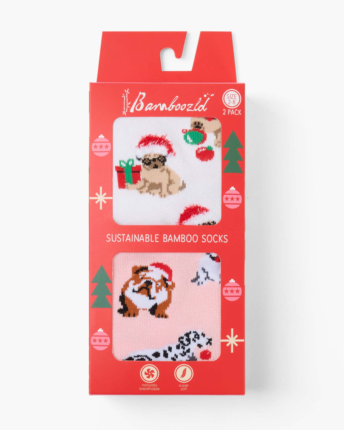 WOMENS 2PK JOLLY JINGLE PAWS HANGING GIFT BOX