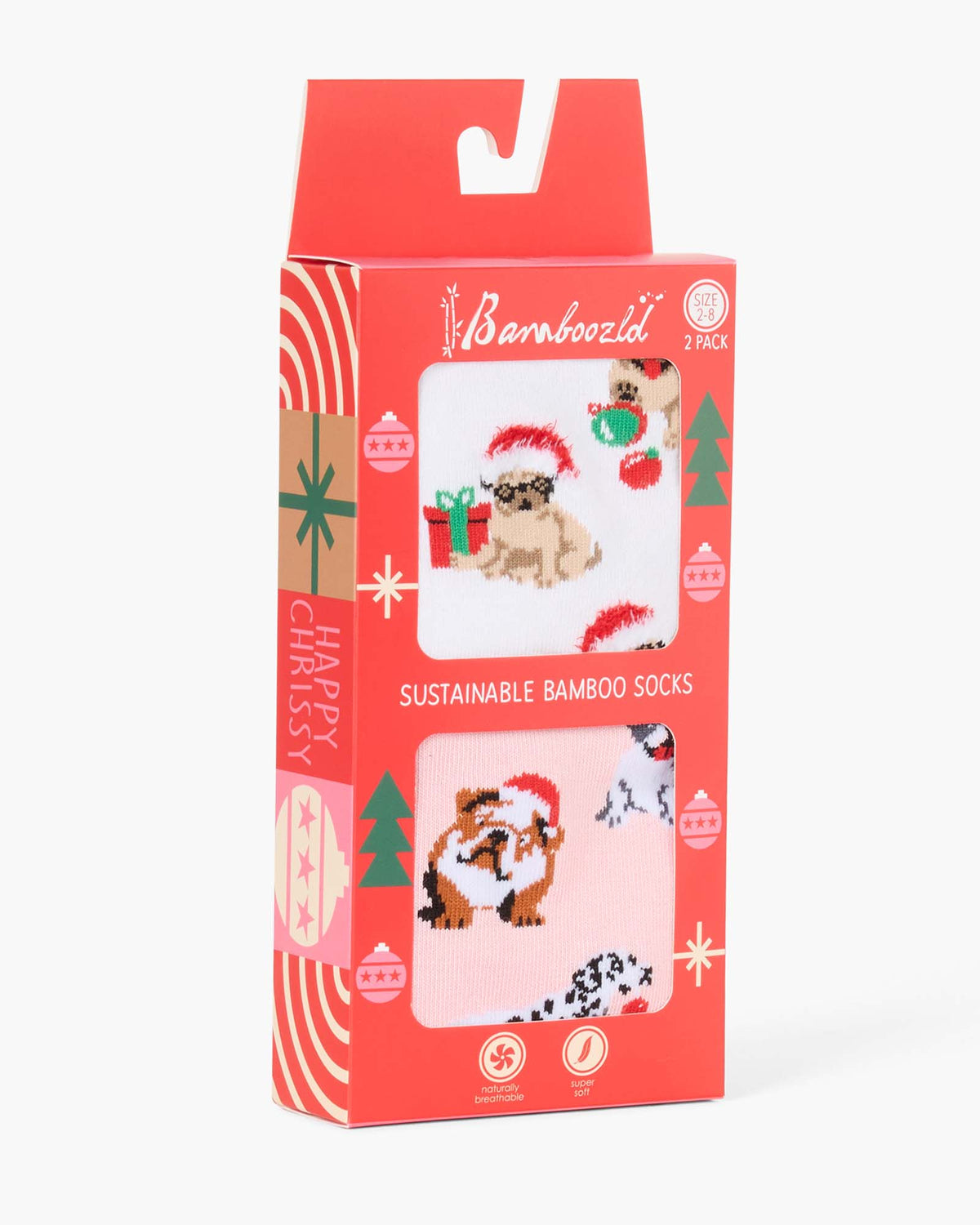 WOMENS 2PK JOLLY JINGLE PAWS HANGING GIFT BOX