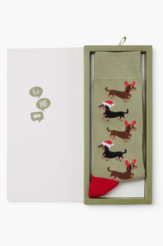 MENS HO HO HO DASH BAMBOO SOCK CARD