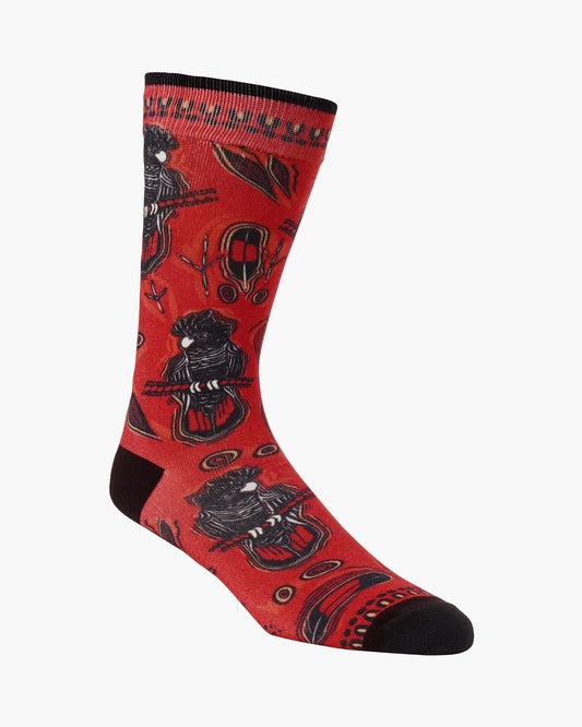 MENS NATIVE RED COCKATOO BAMBOO SOCK