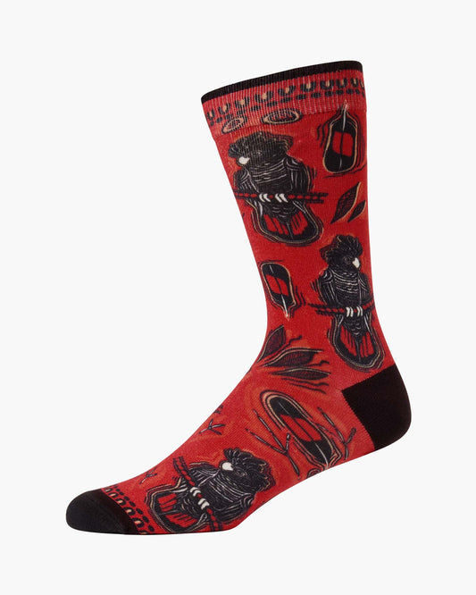 MENS NATIVE RED COCKATOO BAMBOO SOCK