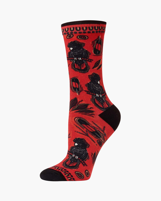 WOMENS NATIVE RED COCKATOO BAMBOO SOCK