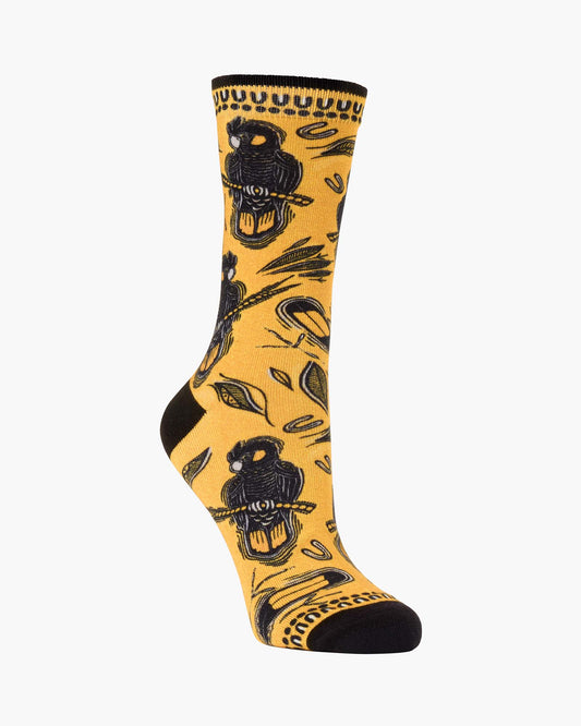 WOMENS NATIVE YELLOW COCKATOO BAMBOO SOCK