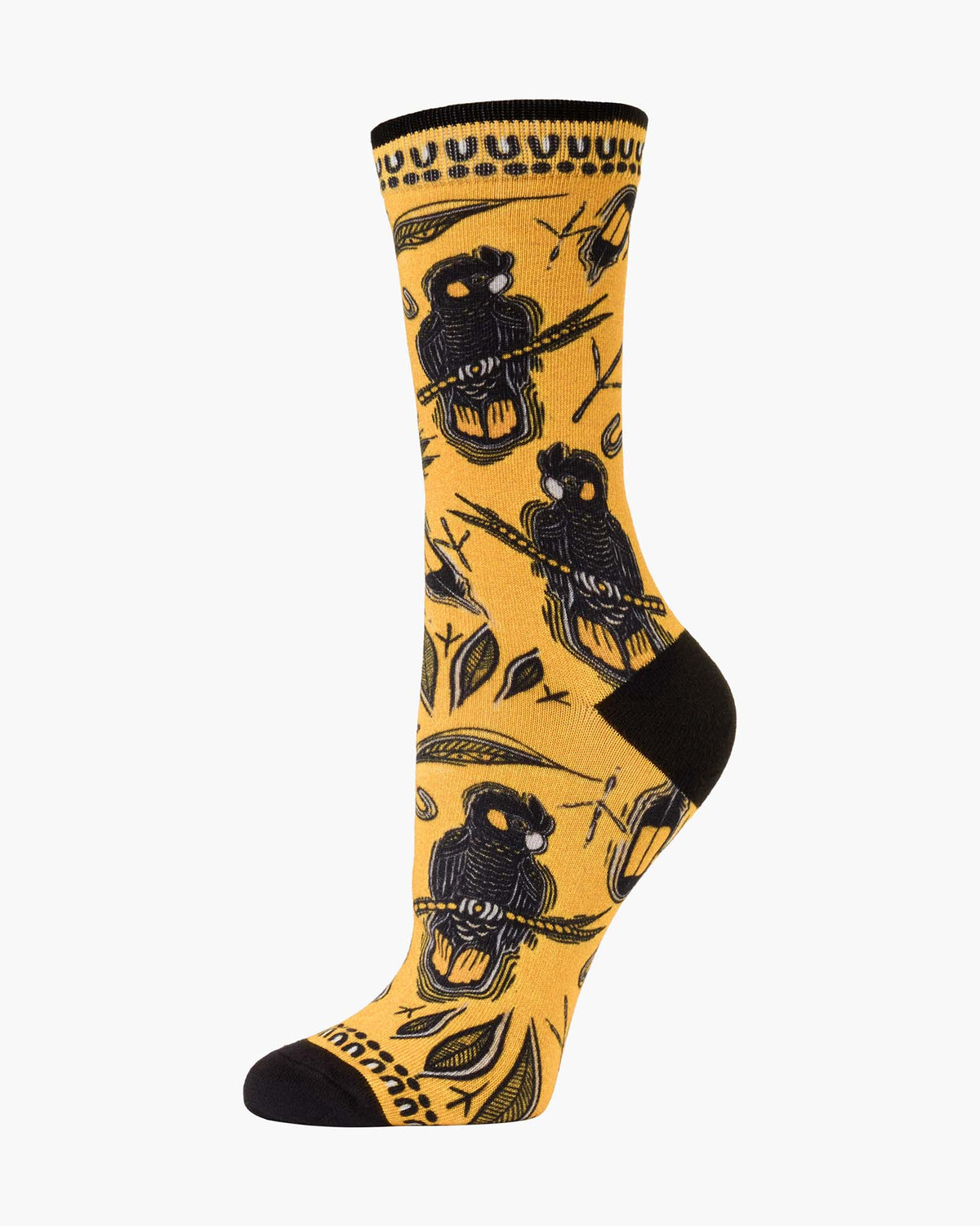 WOMENS NATIVE YELLOW COCKATOO BAMBOO SOCK