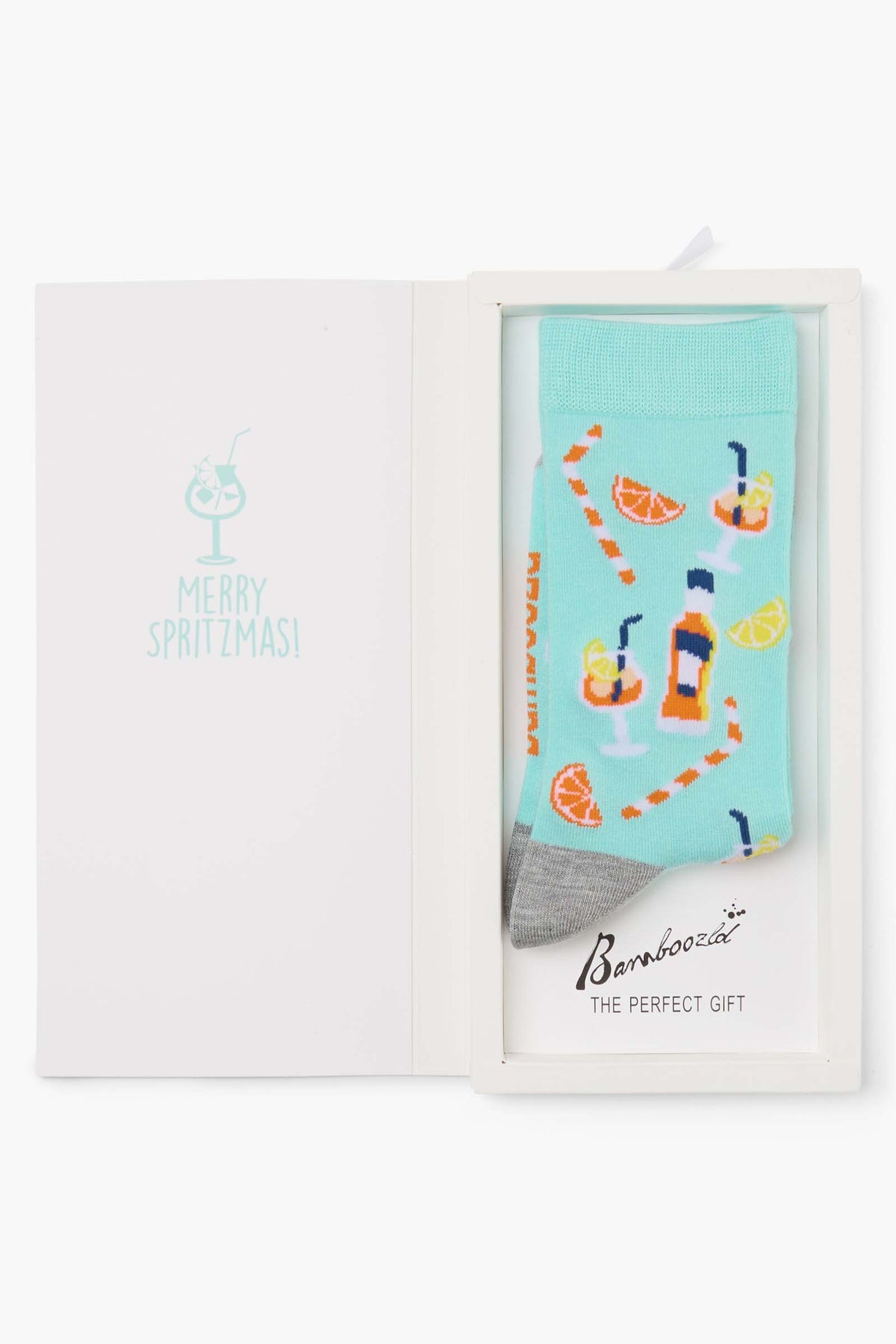 WOMENS MERRY SPRITZMAS BAMBOO SOCK CARD