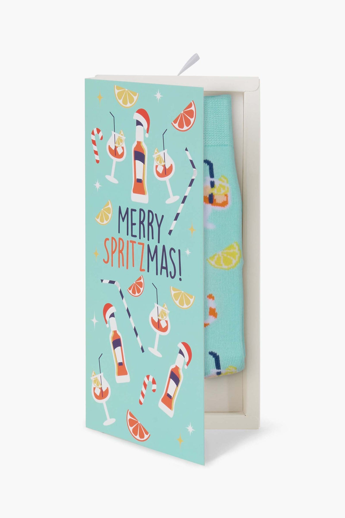 WOMENS MERRY SPRITZMAS BAMBOO SOCK CARD