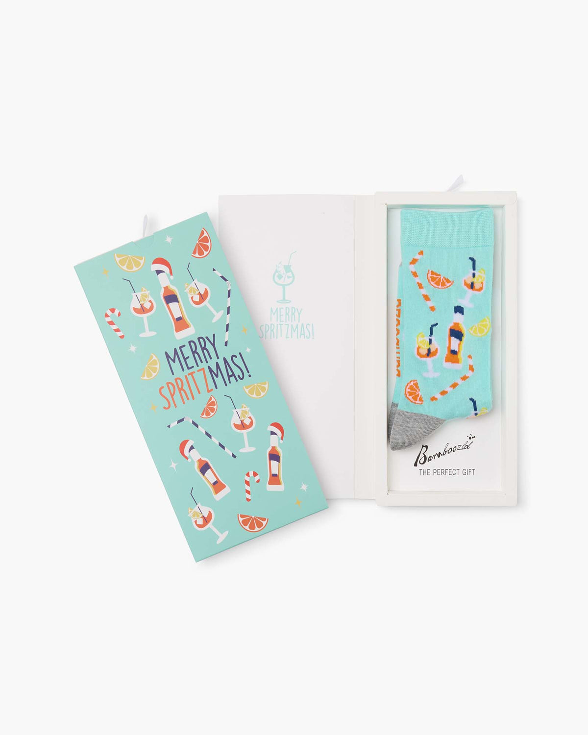 WOMENS MERRY SPRITZMAS BAMBOO SOCK CARD