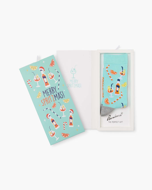 WOMENS MERRY SPRITZMAS BAMBOO SOCK CARD