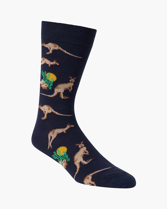 MENS OUTBACK ROO CREW BAMBOO SOCK