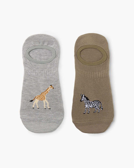 MENS SAFARI STRIPES & SPOTS 2PK BAMBOO INVISIBLE SOCKS