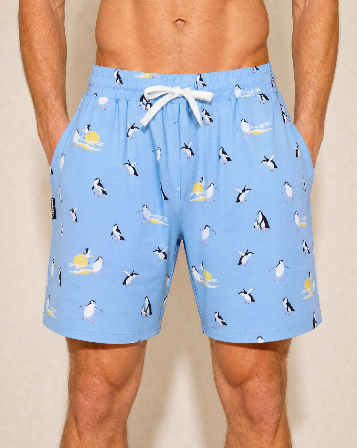 MENS SUNSET PENGUINS BAMBOO JERSEY SLEEP SHORT