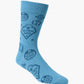 Light blue crew sock with 'SUPER DAD', motifs 