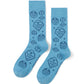 Light blue crew sock with 'SUPER DAD', motifs 