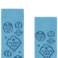 Light blue crew sock with 'SUPER DAD', motifs 