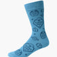 Light blue crew sock with 'SUPER DAD', motifs 