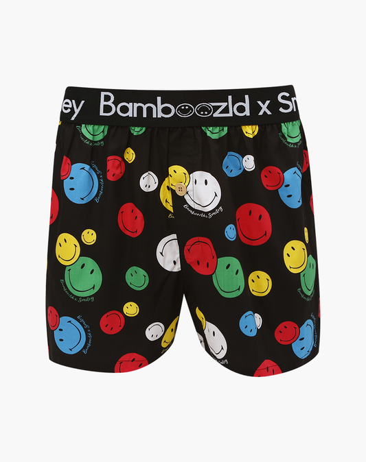 MENS SMILEY POSITIVE VIBES BAMBOO BOXER SHORT