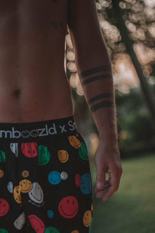 MENS SMILEY POSITIVE VIBES BAMBOO BOXER SHORT