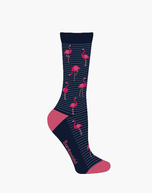 WOMENS FLAMINGO STRIPE BAMBOO SOCK