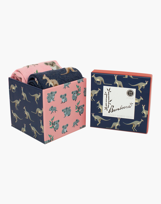 WOMENS NATIVE ANIMALS 2PK GIFT BOX