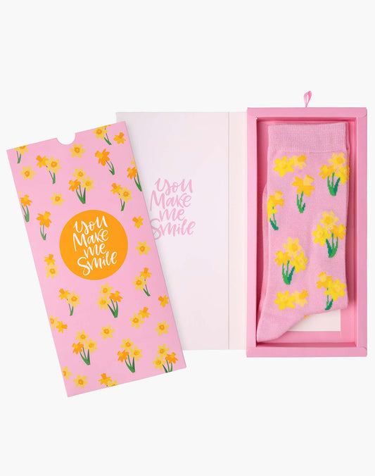 WOMENS DAFFODILS BAMBOO SOCK CARD