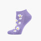 lilac ankle sock with white daisy flowers