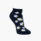 navy ankle sock with white daisy flowers