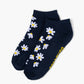 navy ankle sock with white daisy flowers