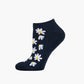 navy ankle sock with white daisy flowers