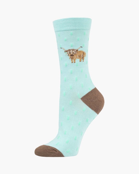 WOMENS LADY MOO MOO COW BAMBOO SOCK