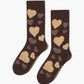 FLUFFY BROWN HEARTS BAMBOO SOCK