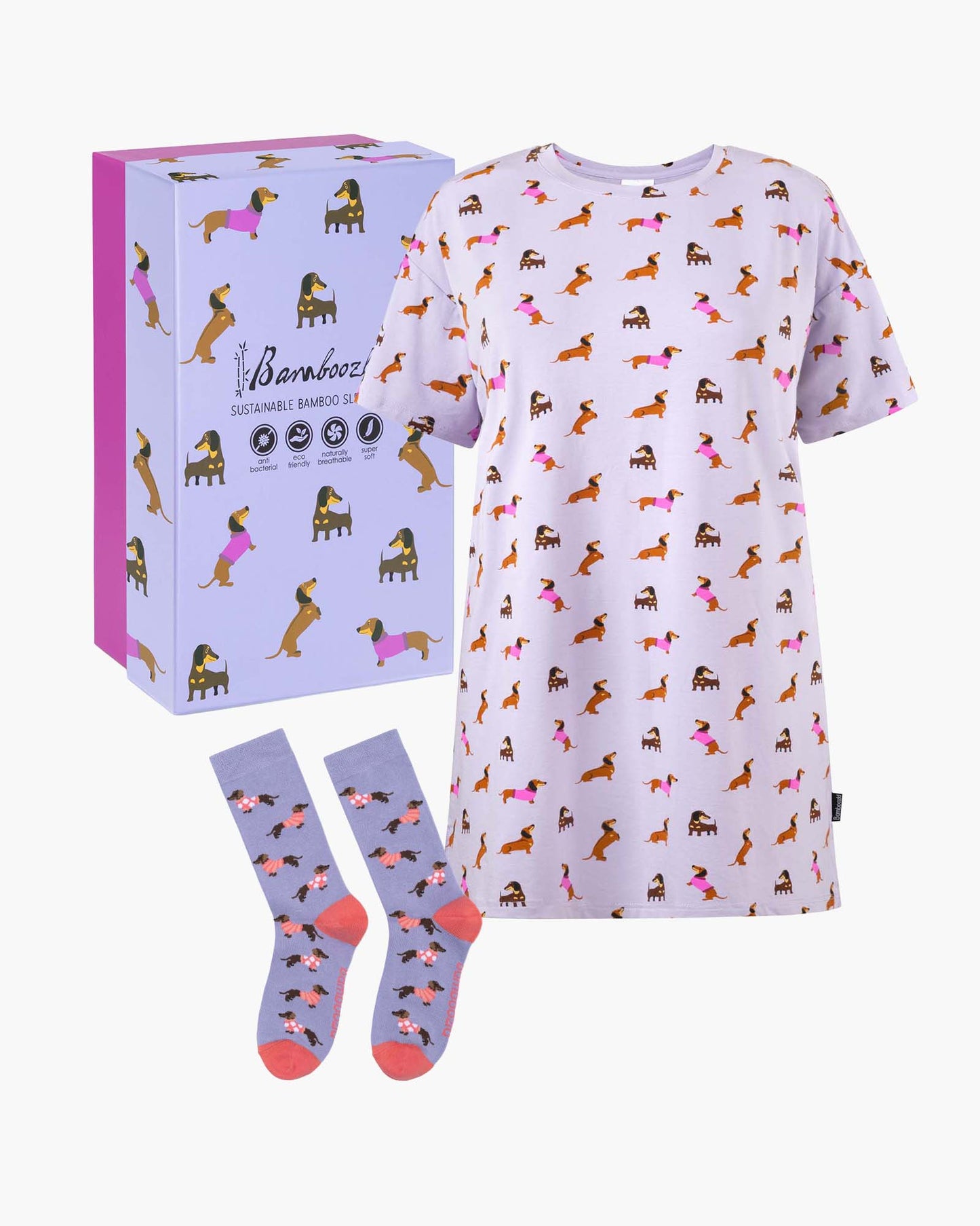 WOMENS DASH DREAMING NIGHT TEE & SOCK GIFT SET