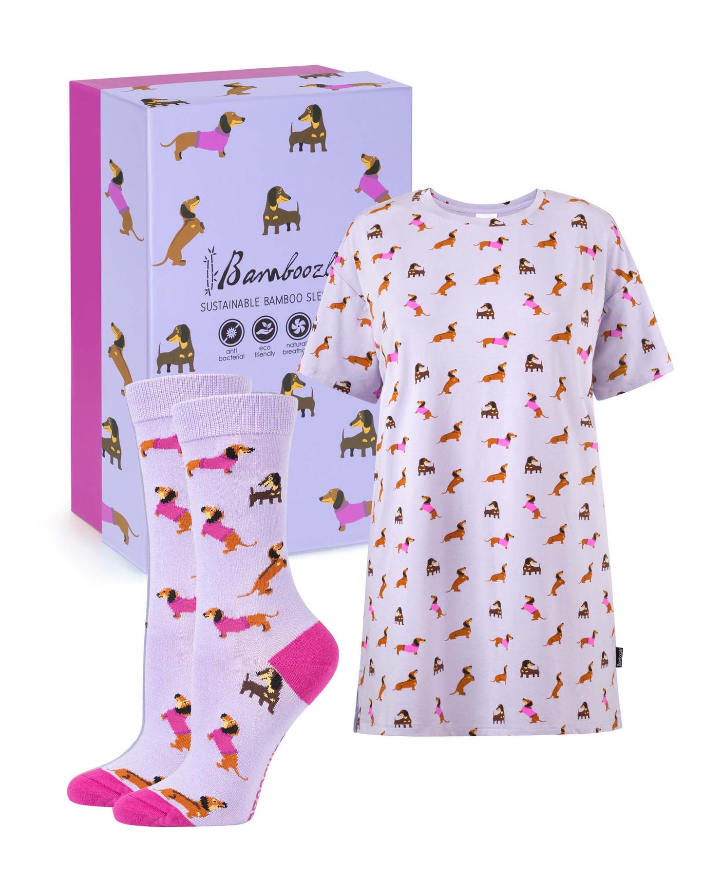 WOMENS DASH DREAMING NIGHT TEE & SOCK GIFT SET