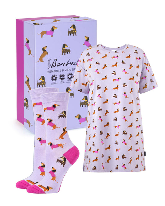 WOMENS DASH DREAMING NIGHT TEE & SOCK GIFT SET
