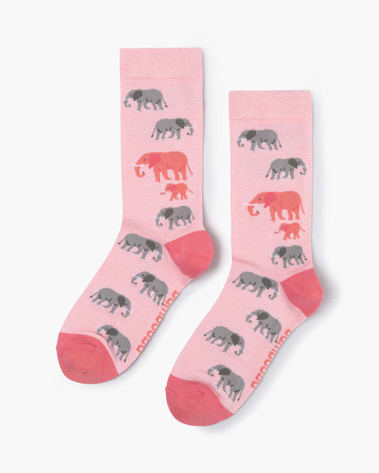 WOMENS PINK ELEPHANT BAMBOO SOCK