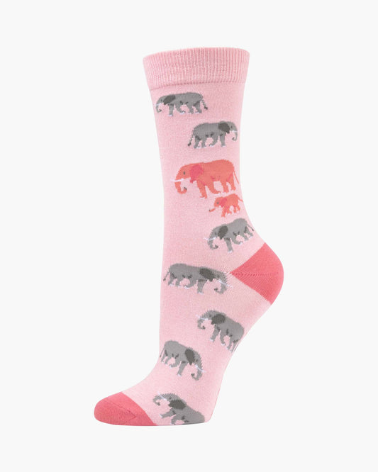 WOMENS PINK ELEPHANT BAMBOO SOCK