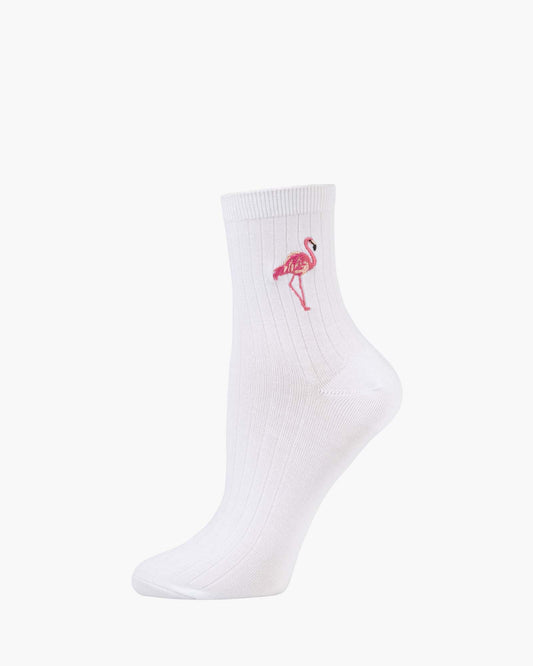 WOMENS QUARTER CREW FLAMINGO BAMBOO SOCK