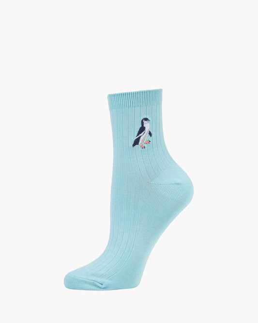 WOMENS QUARTER CREW PENGUIN BAMBOO SOCK