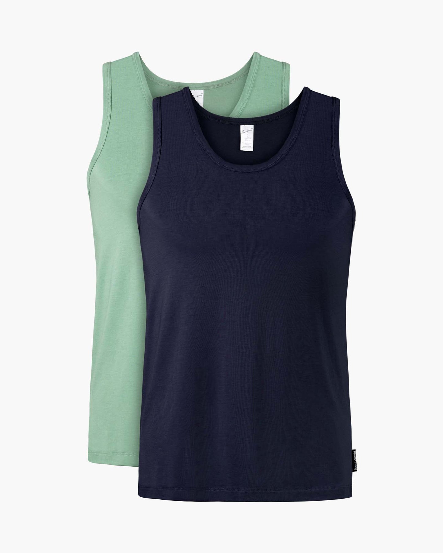 Navy blue singlet and sage green singlet 
