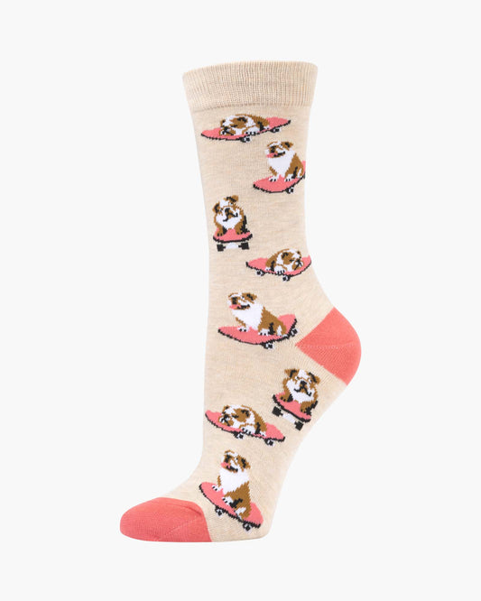 WOMENS SKATER BULLDOG BAMBOO SOCK
