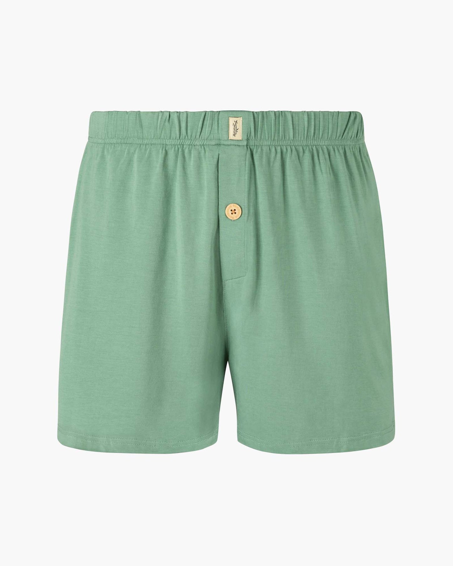 sage jersey boxer shorts with a button