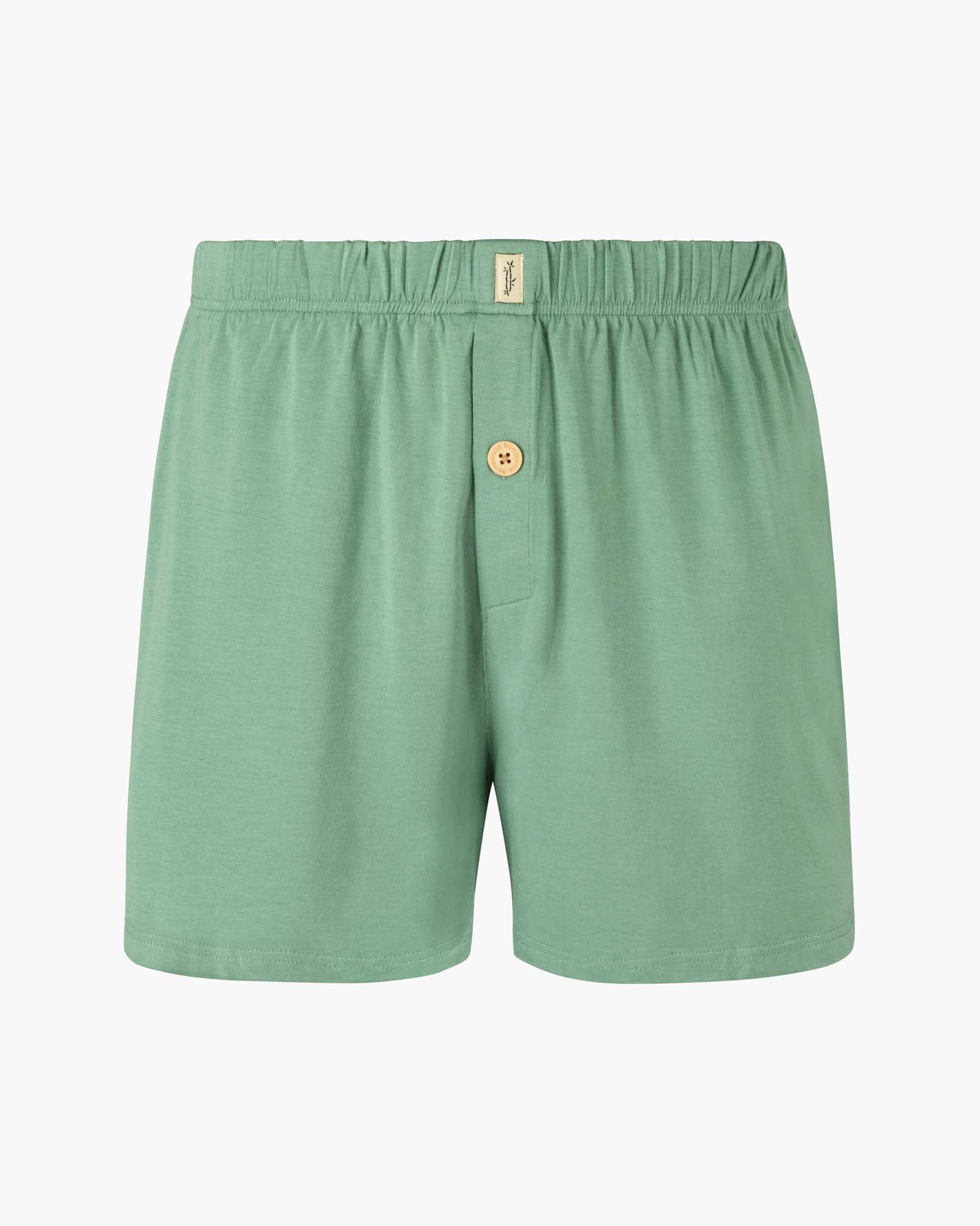 sage jersey boxer shorts with a button