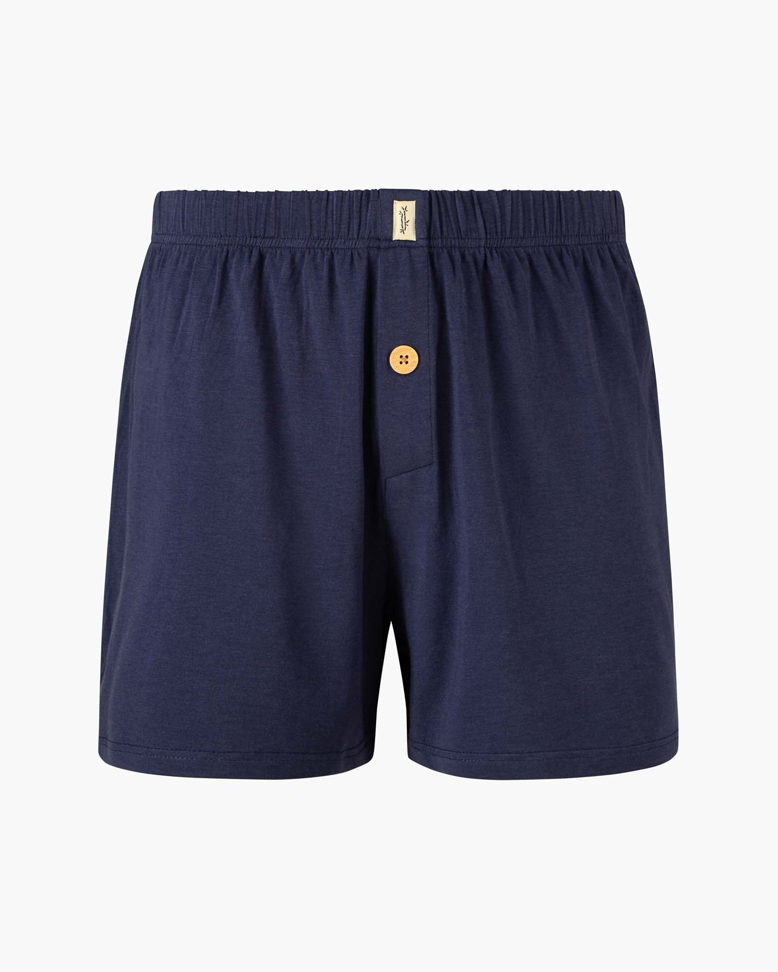 navy jersey boxer shorts with a button
