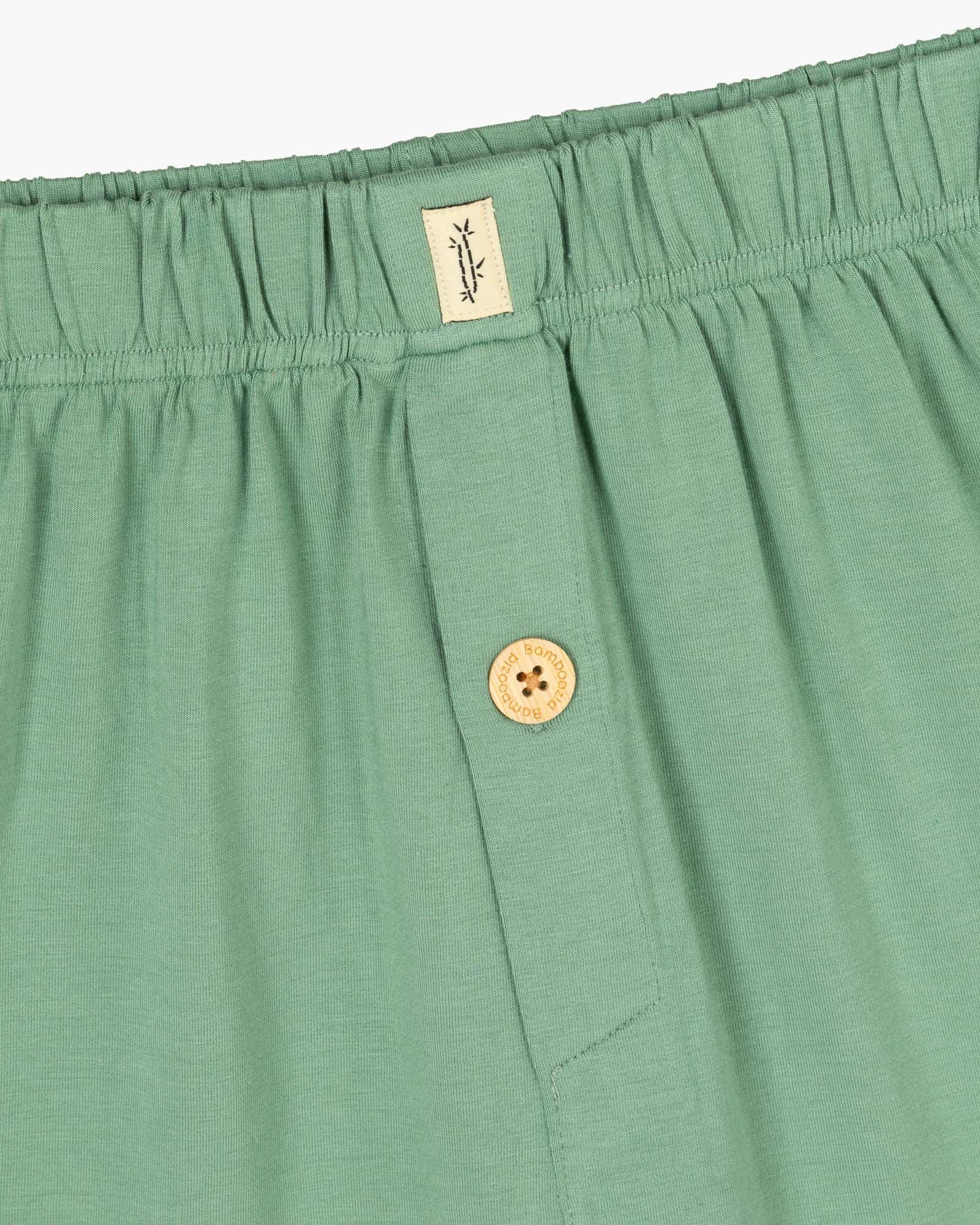 sage jersey boxer shorts with a button